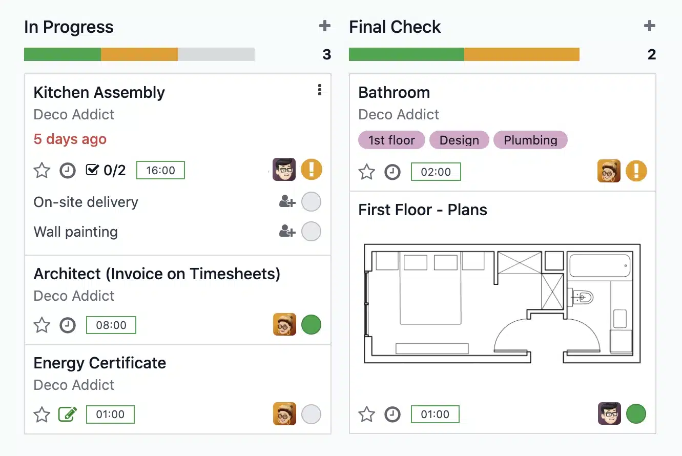 Tableau de bord officiel Odoo Projets pour le suivi des tâches